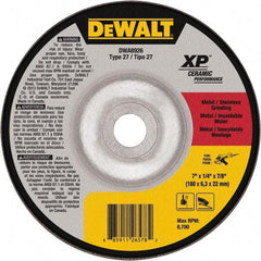 DeWALT - 24 Grit, 7" Wheel Diam, 7/8" Arbor Hole, Type 27 Depressed Center Wheel - Coarse/Medium Grade, Ceramic, N Hardness, 8,700 Max RPM - A1 Tooling