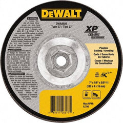 DeWALT - 24 Grit, 7" Wheel Diam, Type 27 Depressed Center Wheel - Coarse/Medium Grade, Ceramic, N Hardness, 8,700 Max RPM - A1 Tooling