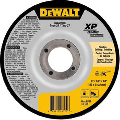 DeWALT - 24 Grit, 6" Wheel Diam, 7/8" Arbor Hole, Type 27 Depressed Center Wheel - Coarse/Medium Grade, Ceramic, N Hardness, 10,100 Max RPM - A1 Tooling