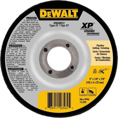 DeWALT - 24 Grit, 5" Wheel Diam, 7/8" Arbor Hole, Type 27 Depressed Center Wheel - Coarse/Medium Grade, Ceramic, N Hardness, 12,200 Max RPM - A1 Tooling