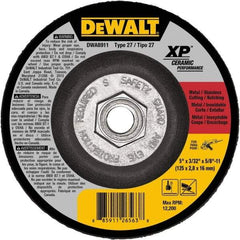 DeWALT - 24 Grit, 5" Wheel Diam, Type 27 Depressed Center Wheel - Coarse/Medium Grade, Ceramic, N Hardness, 12,200 Max RPM - A1 Tooling