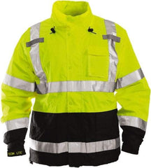 Tingley - Size 3XL High Visibility Jacket - Lime, Black, Polyurethane & Denier Polyester, Zipper Closure - A1 Tooling