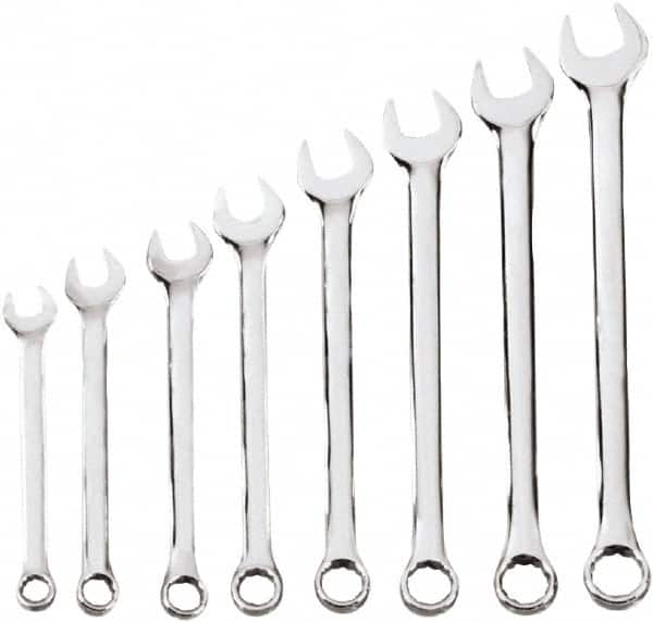 Blackhawk by Proto - 8 Piece, 10mm to 17mm, 6, 12 Point Combination Wrench Set - Metric Measurement Standard, Chrome Finish, Comes in Case - A1 Tooling