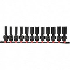 Blackhawk by Proto - 12 Piece 3/8" Drive Deep Well Impact Socket Set - 6 Points, 8mm to 19mm Range, Metric Measurement Standard - A1 Tooling