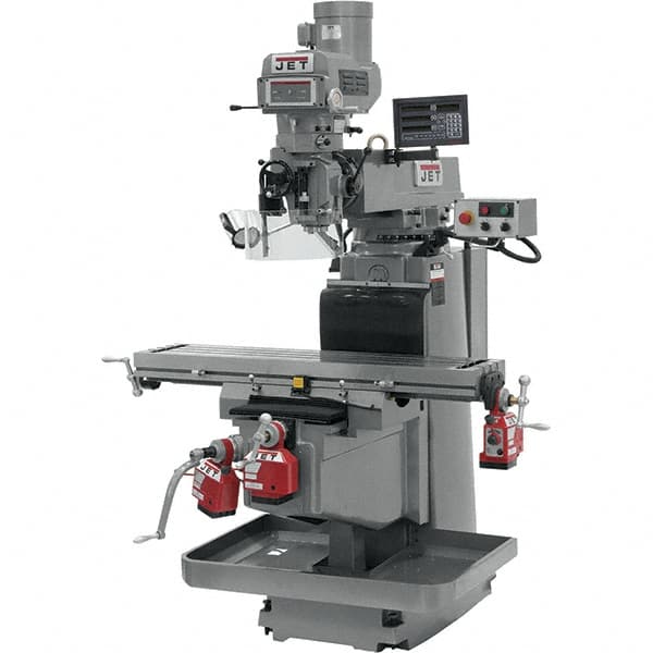 Jet - 54" Table Width x 12" Table Length, Variable Speed Pulley Control, 3 Phase Knee Milling Machine - NST40 Spindle Taper, 5 hp - A1 Tooling