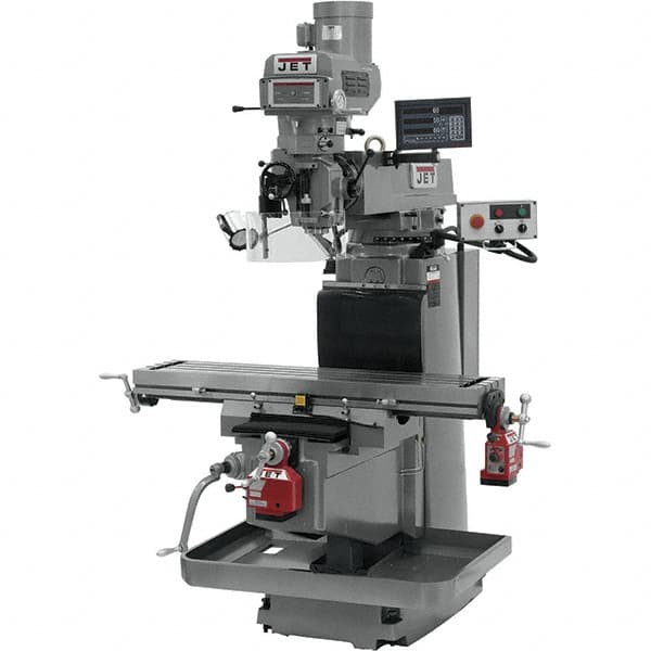 Jet - 54" Table Width x 12" Table Length, Variable Speed Pulley Control, 3 Phase Knee Milling Machine - NT40 Spindle Taper, 5 hp - A1 Tooling