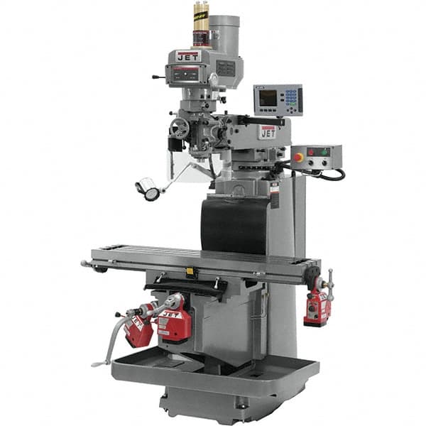 Jet - 54" Table Width x 12" Table Length, Variable Speed Pulley Control, 3 Phase Knee Milling Machine - R8 Spindle Taper, 5 hp - A1 Tooling