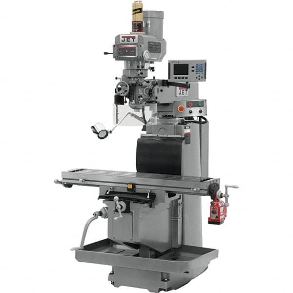 Jet - 54" Table Width x 12" Table Length, Variable Speed Pulley Control, 3 Phase Knee Milling Machine - R8 Spindle Taper, 5 hp - A1 Tooling