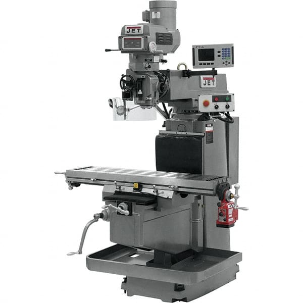 Jet - 54" Table Width x 12" Table Length, Variable Speed Pulley Control, 3 Phase Knee Milling Machine - NST40 Spindle Taper, 5 hp - A1 Tooling