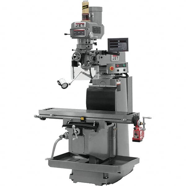 Jet - 54" Table Width x 12" Table Length, Variable Speed Pulley Control, 3 Phase Knee Milling Machine - R8 Spindle Taper, 5 hp - A1 Tooling