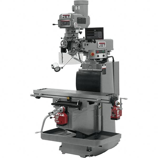 Jet - 54" Table Width x 12" Table Length, Variable Speed Pulley Control, 3 Phase Knee Milling Machine - R8 Spindle Taper, 5 hp - A1 Tooling