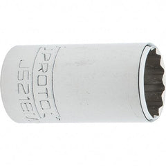 Proto - 3/8" Drive, Intermediate Hand Socket - 12 Points, 1-25/32" OAL, Steel, Full Polish Finish - A1 Tooling