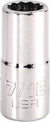 Proto - 7/16", 3/8" Drive, Intermediate Hand Socket - 12 Points, 1-25/32" OAL, Steel, Full Polish Finish - A1 Tooling