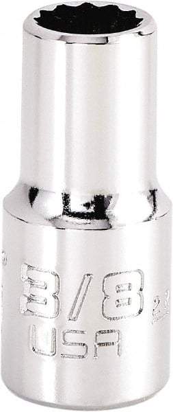 Proto - 3/8", 3/8" Drive, Intermediate Hand Socket - 12 Points, 1-15/64" OAL, Steel, Full Polish Finish - A1 Tooling