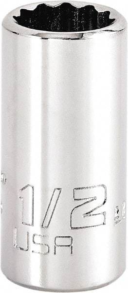 Proto - 1/2", 3/8" Drive, Intermediate Hand Socket - 12 Points, 1-15/64" OAL, Steel, Full Polish Finish - A1 Tooling