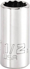 Proto - 1/2", 3/8" Drive, Intermediate Hand Socket - 12 Points, 1-15/64" OAL, Steel, Full Polish Finish - A1 Tooling