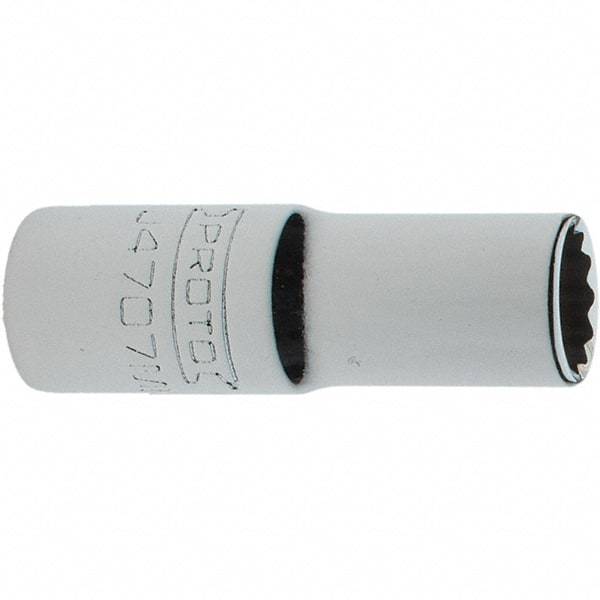 Proto - 1/4" Drive, Intermediate Hand Socket - 12 Points, 1-17/64" OAL, Steel, Full Polish Finish - A1 Tooling