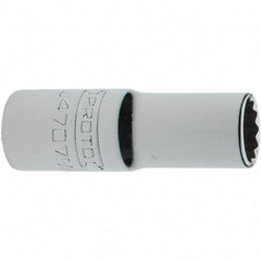 Proto - 1/4" Drive, Intermediate Hand Socket - 12 Points, 1-17/64" OAL, Steel, Full Polish Finish - A1 Tooling