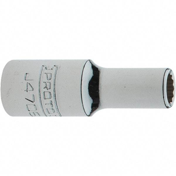 Proto - 1/4" Drive, Intermediate Hand Socket - 12 Points, 1-17/64" OAL, Steel, Full Polish Finish - A1 Tooling