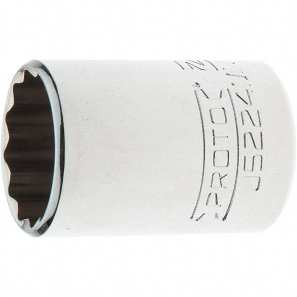 Proto - 3/8" Drive, Intermediate Hand Socket - 12 Points, 1-25/32" OAL, Steel, Full Polish Finish - A1 Tooling