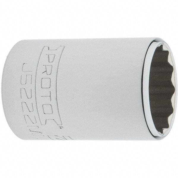 Proto - 3/8" Drive, Intermediate Hand Socket - 12 Points, 1-25/32" OAL, Steel, Full Polish Finish - A1 Tooling