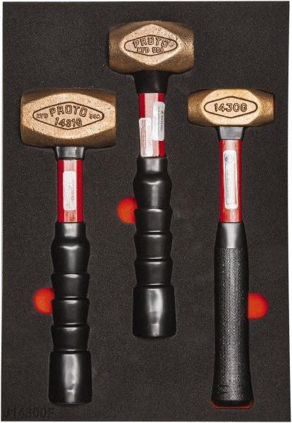 Proto - 3 Piece, 2-5/8, 1-1/2, 1 Lb Head Weight, Dead Blow Hammer Set - 12" OAL, Fiberglass Handles - A1 Tooling