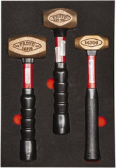 Proto - 3 Piece, 2-5/8, 1-1/2, 1 Lb Head Weight, Dead Blow Hammer Set - 12" OAL, Fiberglass Handles - A1 Tooling