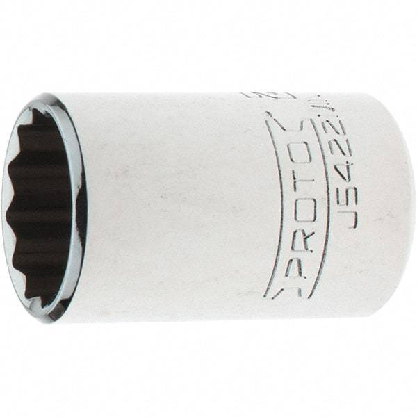 Proto - 1/2" Drive, Standard Hand Socket - 12 Points, 1-35/64" OAL, Steel, Chrome Finish - A1 Tooling