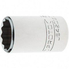 Proto - 1/2" Drive, Standard Hand Socket - 12 Points, 1-3/4" OAL, Steel, Chrome Finish - A1 Tooling