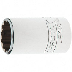 Proto - 1/2" Drive, Standard Hand Socket - 12 Points, 1-3/4" OAL, Steel, Chrome Finish - A1 Tooling