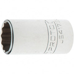 Proto - 1/2" Drive, Standard Hand Socket - 12 Points, 1-47/64" OAL, Steel, Chrome Finish - A1 Tooling