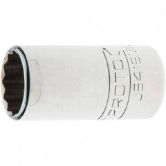 Proto - 1/2" Drive, Standard Hand Socket - 12 Points, 1-45/64" OAL, Steel, Chrome Finish - A1 Tooling