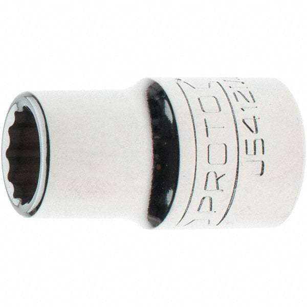 Proto - 1/2" Drive, Standard Hand Socket - 12 Points, 1-17/32" OAL, Steel, Chrome Finish - A1 Tooling