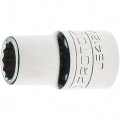 Proto - 1/2" Drive, Standard Hand Socket - 12 Points, 1-17/32" OAL, Steel, Chrome Finish - A1 Tooling