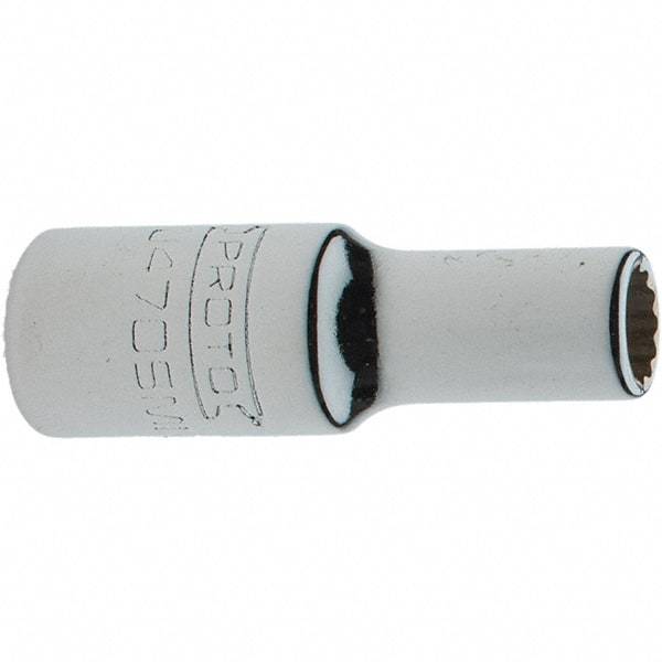 Proto - 1/4" Drive, Standard Hand Socket - 12 Points, 1-17/64" OAL, Steel, Chrome Finish - A1 Tooling