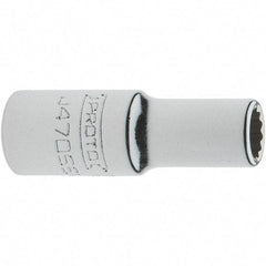 Proto - 1/4" Drive, Standard Hand Socket - 12 Points, 1-17/64" OAL, Steel, Chrome Finish - A1 Tooling