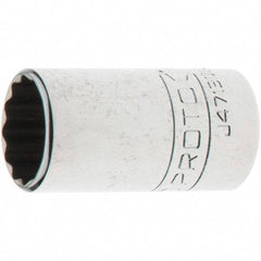 Proto - 1/4" Drive, Standard Hand Socket - 12 Points, 1-17/64" OAL, Steel, Chrome Finish - A1 Tooling