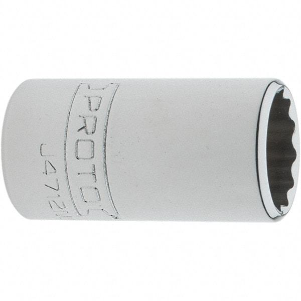 Proto - 1/4" Drive, Standard Hand Socket - 12 Points, 1-17/64" OAL, Steel, Chrome Finish - A1 Tooling