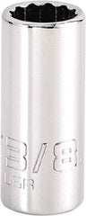 Proto - 3/8", 1/4" Drive, Standard Hand Socket - 12 Points, 1-15/64" OAL, Steel, Chrome Finish - A1 Tooling