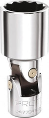 Proto - 1/2", 1/4" Drive, Standard Hand Socket - 12 Points, 1-11/16" OAL, Steel, Chrome Finish - A1 Tooling