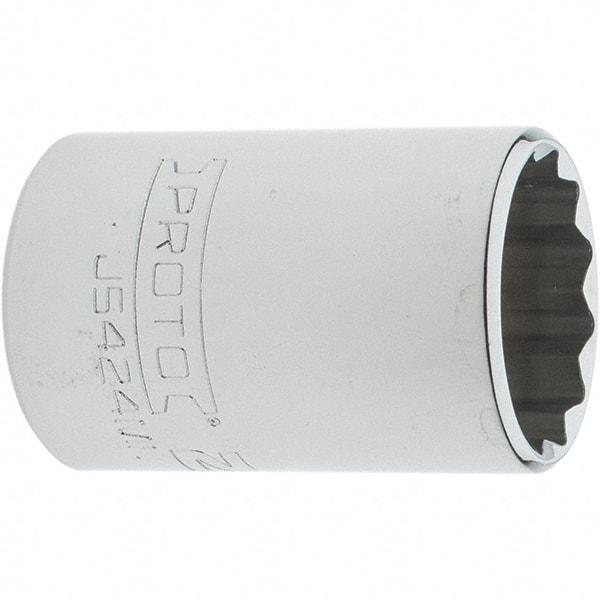 Proto - 1/2" Drive, Standard Hand Socket - 12 Points, 1-7/8" OAL, Steel, Chrome Finish - A1 Tooling