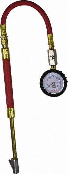 Milton - 0 to 160 psi Dial Straight Foot Dual Head Tire Pressure Gauge - 9' Hose Length, 5 psi Resolution - A1 Tooling