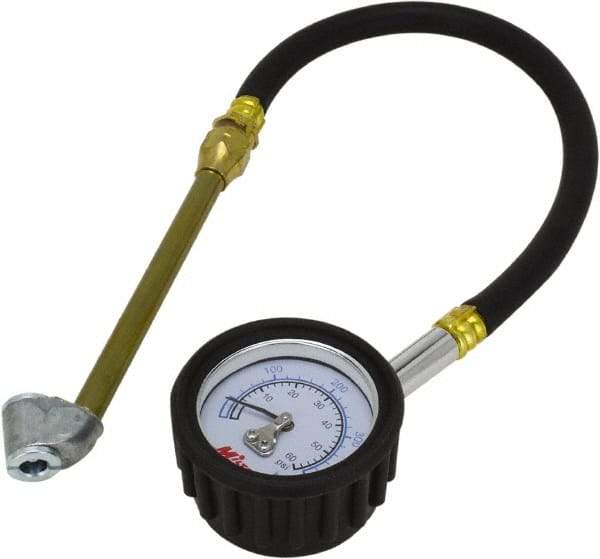 Milton - 0 to 60 psi Dial Dual Head Tire Pressure Gauge - 12' Hose Length, 2 psi Resolution - A1 Tooling