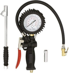 Milton - 2 to 175 psi Dial Easy-Clip Tire Pressure Gauge - 16' Hose Length, 2 psi Resolution - A1 Tooling