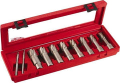 Milwaukee Tool - 8 Piece, 9/16 to 1-1/16" Cutter Diam, 2" Cutting Depth, Carbide-Tipped Annular Cutter Set - 9/16, 5/8, 11/16, 3/4, 13/16, 7/8, 15/16, 1-1/16" Cutter Diam - A1 Tooling