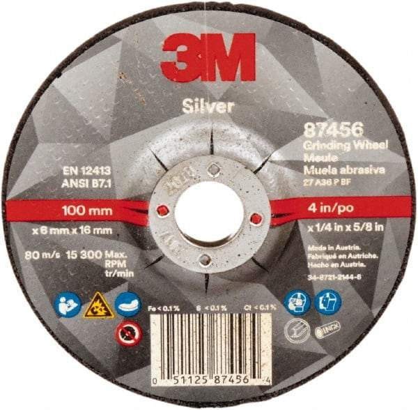 3M - Depressed-Center Wheels Wheel Diameter (Inch): 4 Wheel Thickness (Decimal Inch): 0.2500 - A1 Tooling