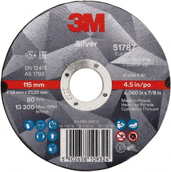 3M - 5" Ceramic Cutoff Wheel - 0.045" Thick, 7/8" Arbor, Use with Angle Grinders - A1 Tooling