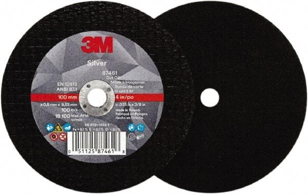 3M - 4" Ceramic Cutoff Wheel - 0.035" Thick, 3/8" Arbor, Use with Angle Grinders - A1 Tooling