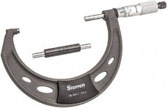 Starrett - 3 to 4" Range, 0.0001" Graduation, Mechanical Outside Micrometer - Ratchet Thimble, 2-1/4" Throat Depth, Accurate to 0.0001" - A1 Tooling