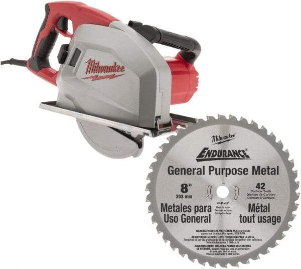 Milwaukee Tool - 13 Amps, 8" Blade Diam, 3,700 RPM, Electric Circular Saw - 120 Volts, 1.75 hp, 15' Cord Length, 5/8" Arbor Hole, Right Blade - A1 Tooling